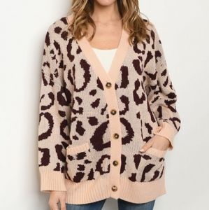 New Junior's Boutique Peach/brown sweater cardigan